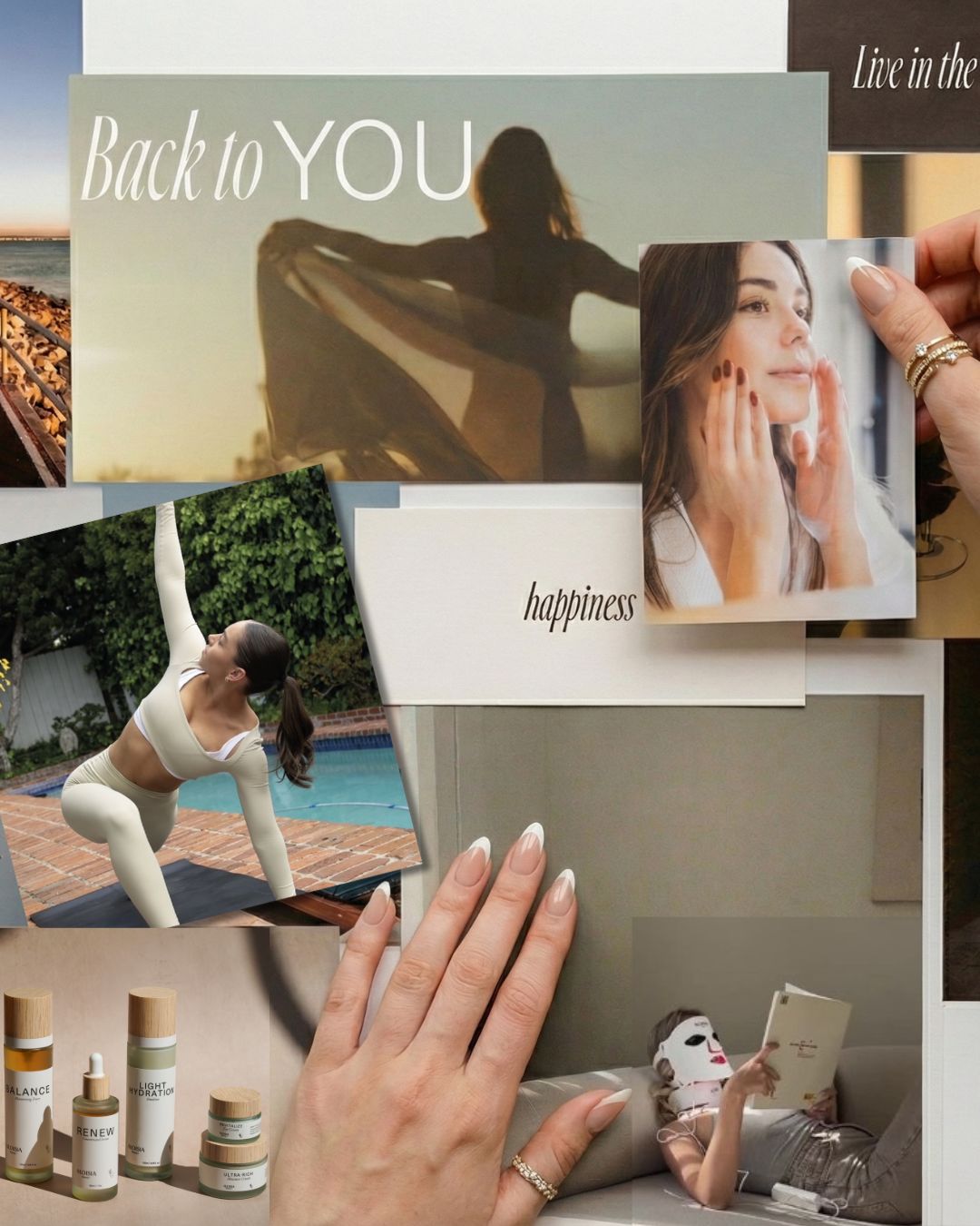 Vision board for healthy habits and simple skincare rituals