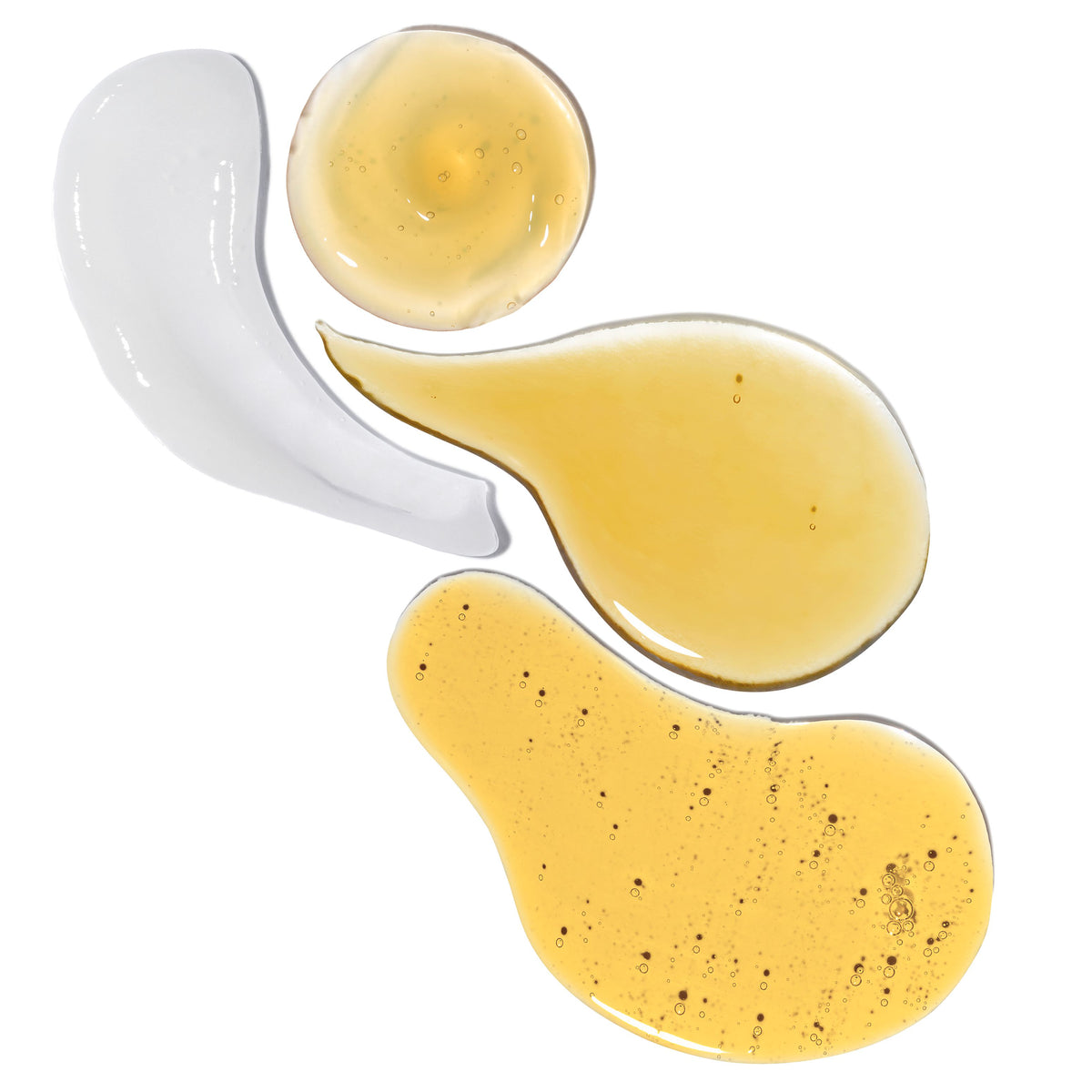 Texture swatches of the RESTORE Starter Set cleansers, soft peel and gel
